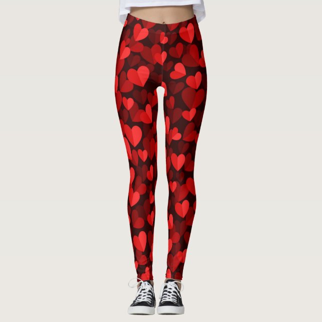 Leggings Cœur rouge motif de la Saint-Valentin (Devant)
