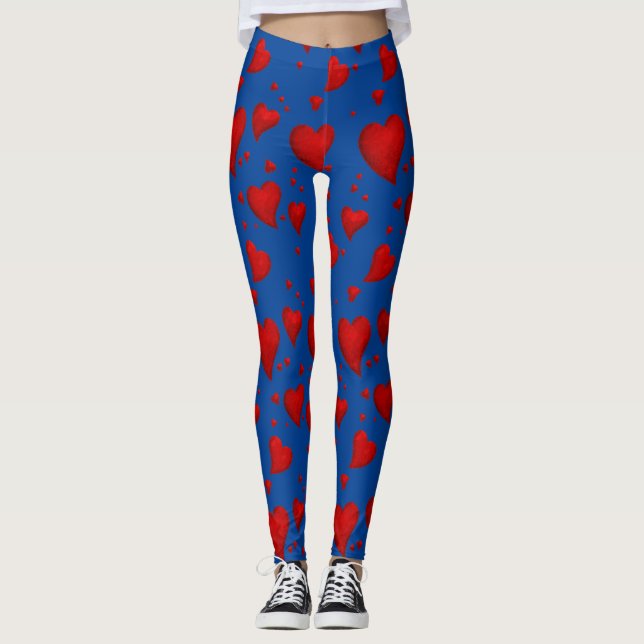 Leggings Coeur rouge Noël Joyeux Noël Bienvenue 2022 Bleu (Devant)
