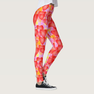 Leggings coeur rouge rose