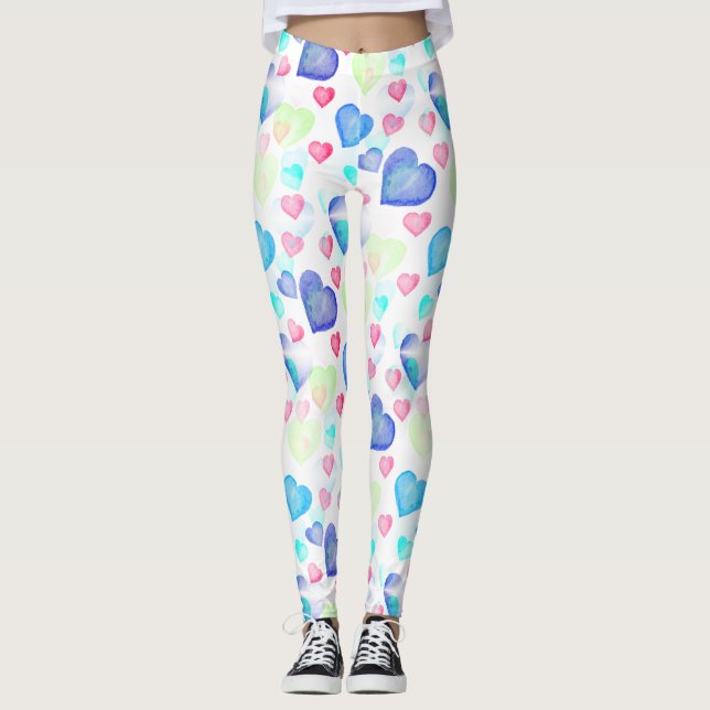 Leggings Coeurs aquarelle (Devant)