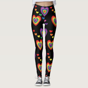 Leggings Coeurs Arc-en-ciel amusants et colorés