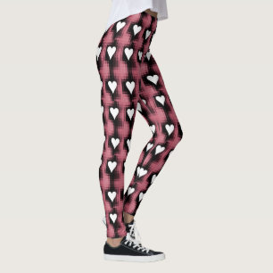 Leggings Coeurs blancs sur le panneau rouge