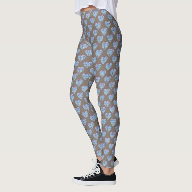 Leggings Coeurs bleus sur chocolat brun (Gauche)