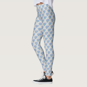 Leggings Coeurs bleus sur gris caillou