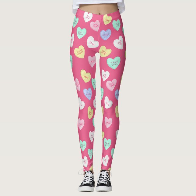 Leggings Coeurs bonbons de Saint-Valentin classiques (Devant)
