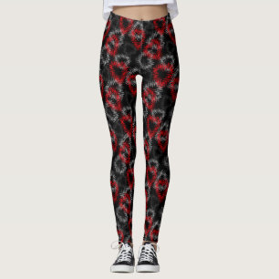 Leggings Coeurs brisés rouge et gris sur arrière - plan noi