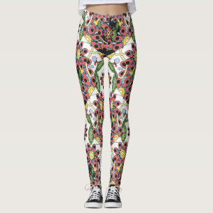 Leggings Coeurs colorés, Motif romantique sans couture.