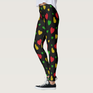 Leggings Cœurs Colorés Rouge Vert Jaune Saint-Valentin