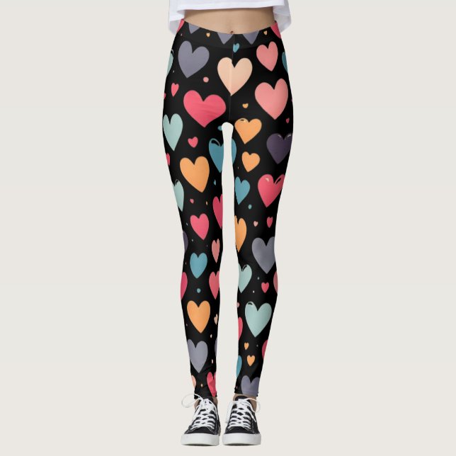 Leggings Cœurs colorés Saint-Valentin (Devant)