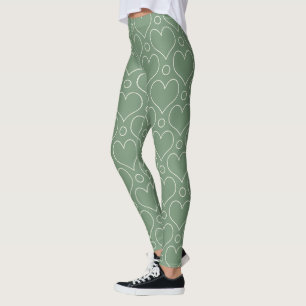 Leggings Coeurs d'amour et motif Pois en vert