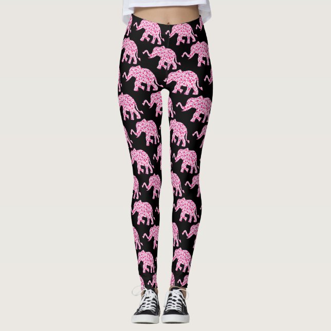 Leggings Coeurs d'amour rose éléphant (Devant)