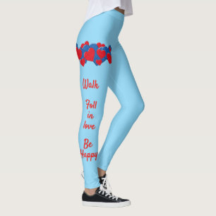 Leggings Coeurs d'amour rouge et bleu sur arrière - plan bl