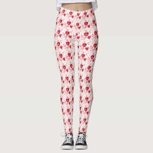 Leggings Coeurs d'amour rouge et flèche