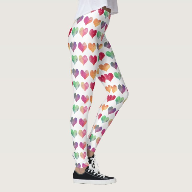 Leggings Coeurs d'aquarelle arc-en-ciel (Droite)
