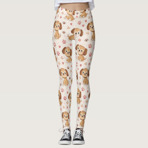 Leggings Cœurs de chiot mignons motif aquarelle (1)