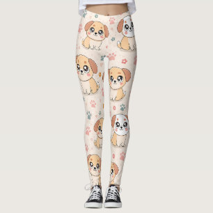 Leggings Cœurs de chiot mignons motif aquarelle (6)
