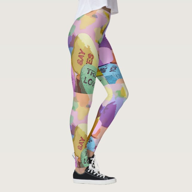 Leggings Coeurs de conversation aquarelle (Droite)