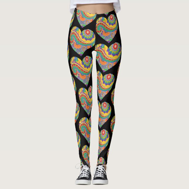 Leggings Cœurs de mandala (Devant)