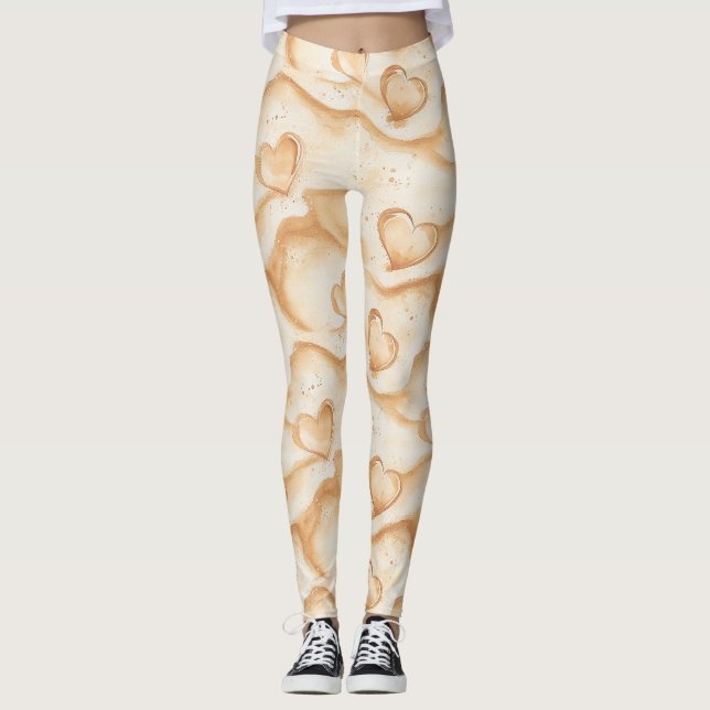 Leggings Cœurs de plage de sable crème (Devant)