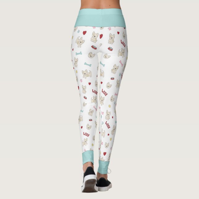 Leggings Coeurs de taureau français empreinte de patte chie (Dos)