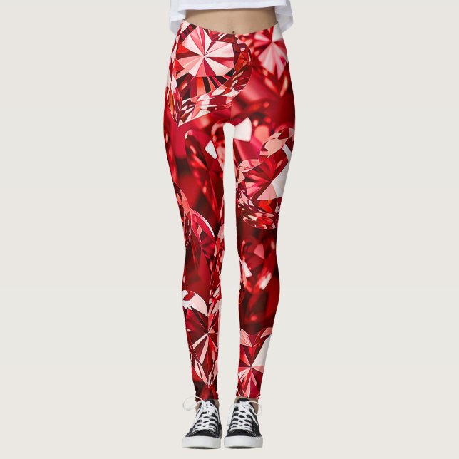 Leggings Coeurs Diamants en Cristal Rouge (Devant)