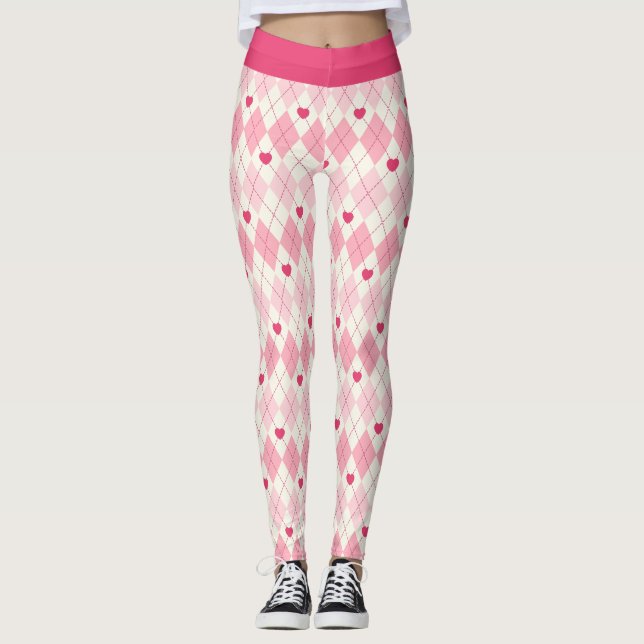 Leggings Coeurs et diamants roses (Devant)
