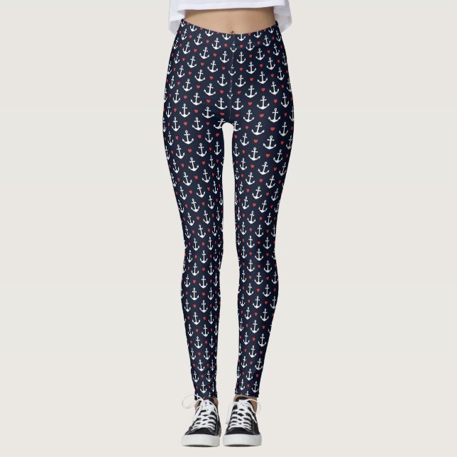 Leggings Coeurs et motif d'Ancres (Devant)