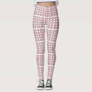 Leggings Coeurs et petits points Rouge et blanc Design chic