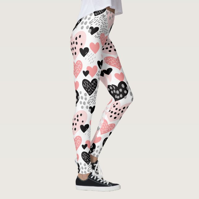Leggings Coeurs et points tirés à la main ID Motif471 (Droite)
