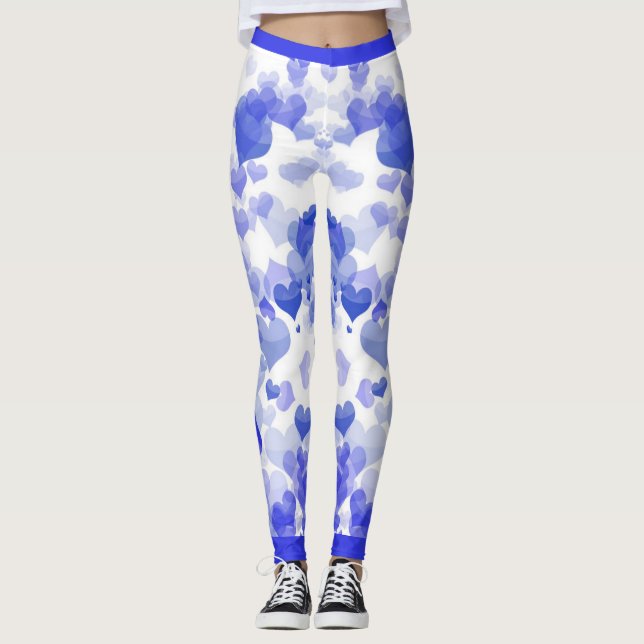Leggings Coeurs flottants bleus (Devant)