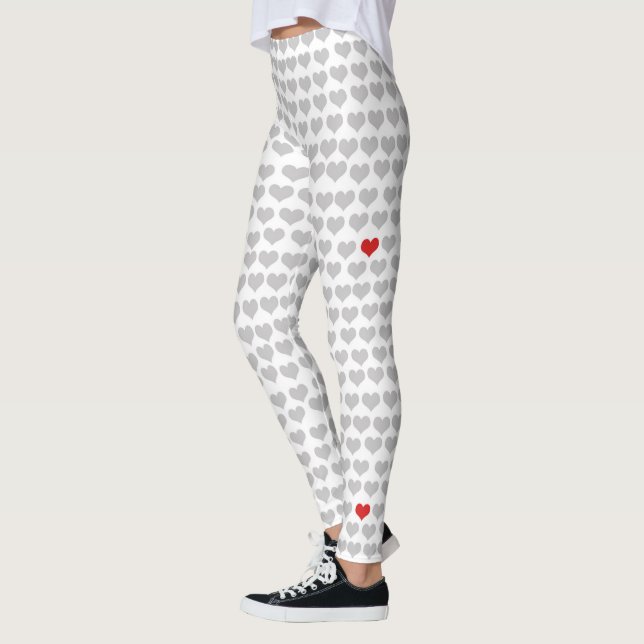 Leggings - Coeurs gris Coeur rouge (Gauche)