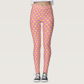 Leggings Coeurs minuscules Jambes Jaunes Roses