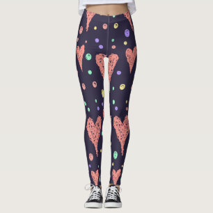 Leggings Coeurs motifs Fille colorée Moderne Cute