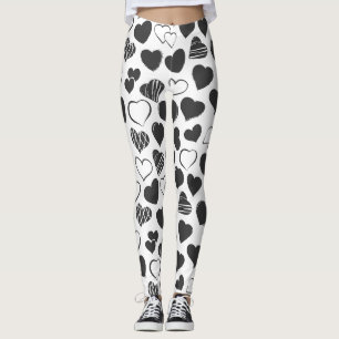 Leggings Coeurs noirs et blancs mignons