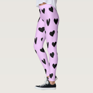 Leggings Cœurs noirs motif charmant Joyeuse Saint-Valentin