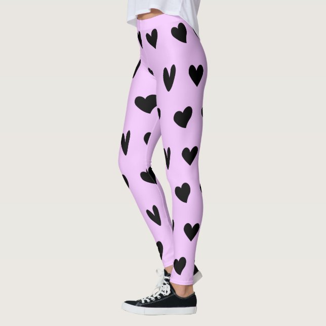 Leggings Cœurs noirs motif charmant Joyeuse Saint-Valentin (Gauche)