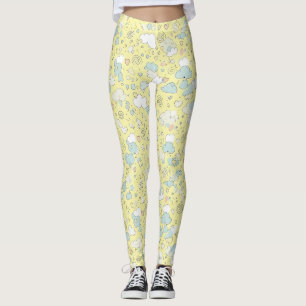 Leggings Cœurs pastel et nuages Aquarelle Rêve (1)