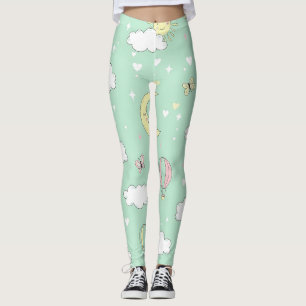 Leggings Cœurs pastel et nuages Aquarelle Rêve (11)