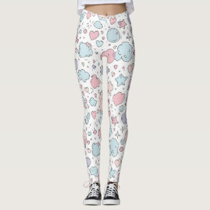 Leggings Cœurs pastel et nuages Aquarelle Rêve (5)