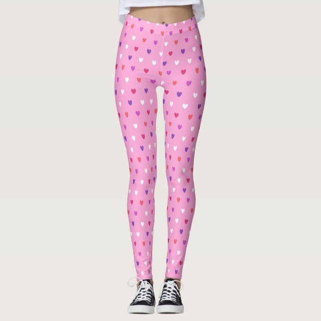 Leggings Coeurs polka rose (Devant)