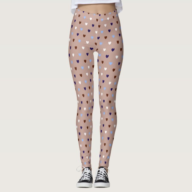 Leggings Coeurs Polka sur brun pâle (Devant)