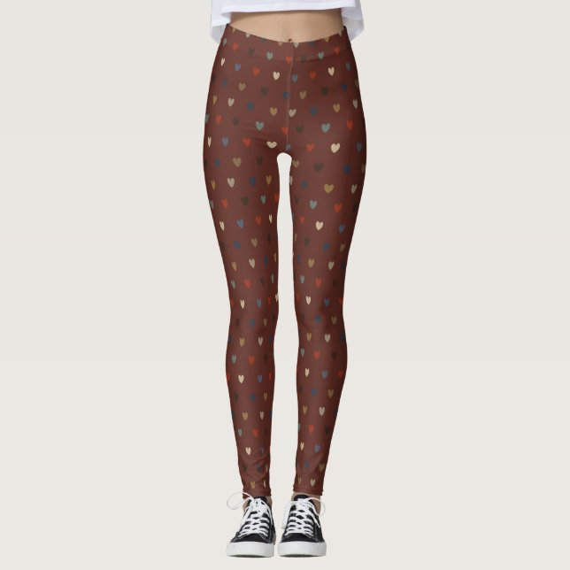 Leggings Coeurs Polka sur kilim brown (Devant)
