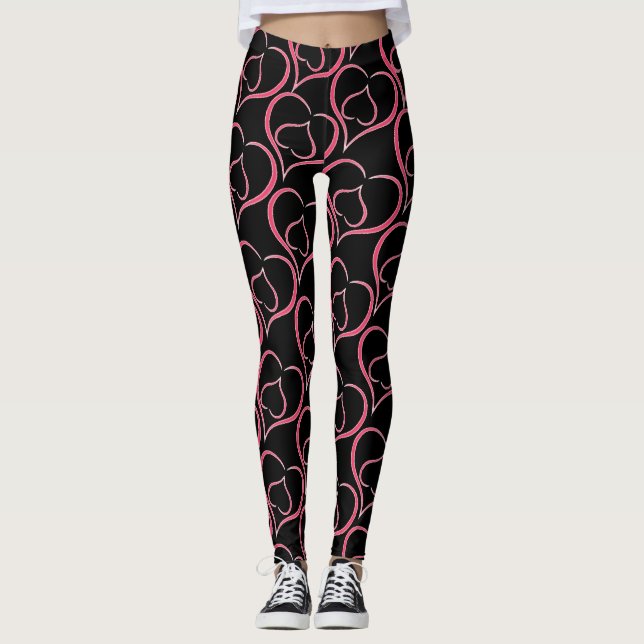 Leggings Coeurs pourpres (Devant)