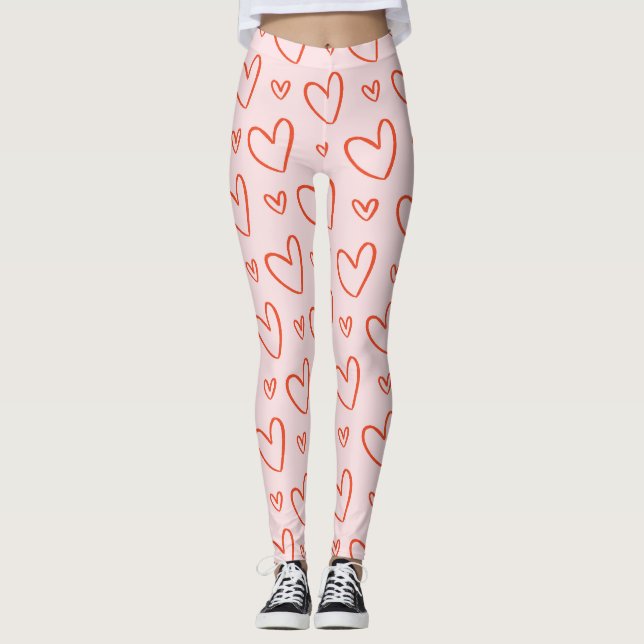 Leggings Coeurs rose et rouge (Devant)