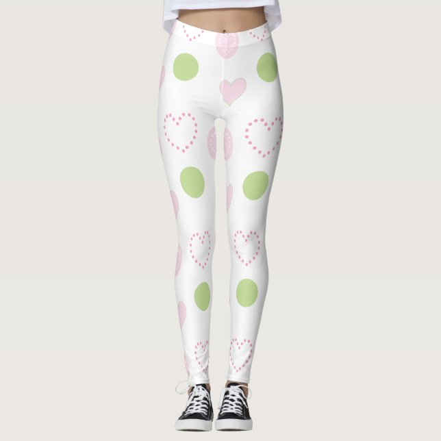 Leggings Coeurs roses Design (Devant)