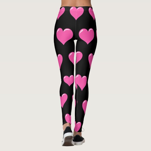 Leggings Coeurs roses Jambes noires - Love Dersign (Dos)
