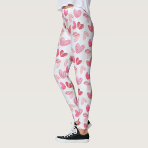 Leggings Coeurs roses mignons et modernes partout sur Motif