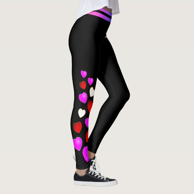 Leggings Coeurs rouge blanc et rose (modifiable) (Droite)