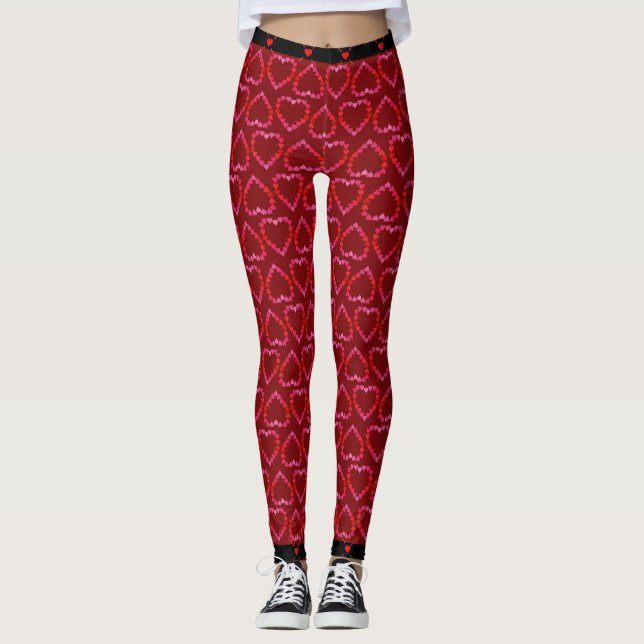 Leggings Coeurs rouge élégant (Devant)