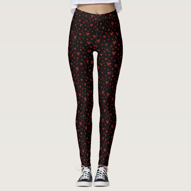 Leggings Coeurs rouges Aimer Valentine (Devant)